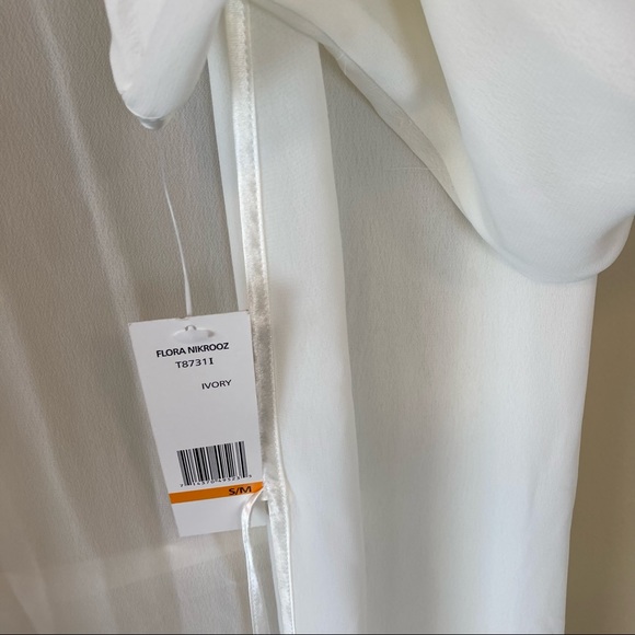 FLORA NIKROOZ Classic Bridal Off White Long Sheer Robe Size S/M NWT - Picture 4 of 6
